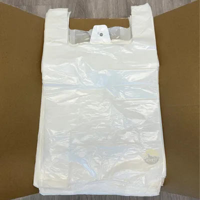 Produktbild von KURTT - 2000 Stück HDPE Tragetaschen (28 + 14 x 48 cm) - Plastiktüten - Tragetasche - Hemdtaschen - Einkaufstasche - Markttaschen - Obstbeutel - Weiße