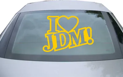 Produktbild von Indigos UG - Aufkleber Heckscheibe & Motorklappe DE6128 - gold - 600x428 mm - i love jdm - Auto Scheiben Fenster Heckklappe Tuning Racing JDM - Die cut