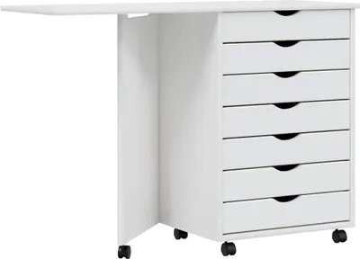 Obrázok produktu pre vidaXL Skriňa na kolieskach so stolom MOSS White z masívneho borovicového dreva