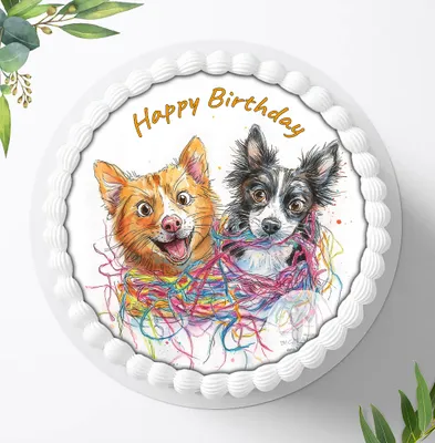 Produktbild von Für die Geburtstags Torte ein Tortenaufleger, Zuckerbild mit dem Motiv: Fellnasen, Essbares Foto für Torten, Fondant, Ø 20cm, 2429z