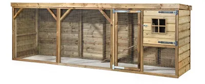 Produktbild von Fatmoose Freigehege BunnyBase Bliss aus Holz für Kleintiere - 363x95x124 cm