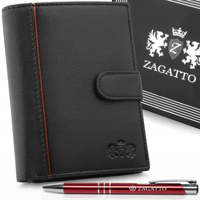 Zdjęcie produktu dla Portfel męski skórzany czarny pionowy skóra naturalna ochrona RFID ZAGATTO