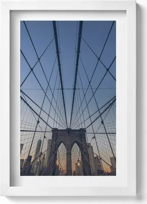 Produktbild von Architektur Brooklyn Bridge in London– Wandbild mit Rahmen – Gerahmtes Bild  – Wanddekoration – 20x30 cm – Weiß