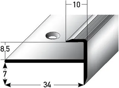 Produktbild von PROVISTON | Einschubprofil | Aluminium eloxiert | Goldfarbig | Breite 10 mm | Höhe 8.5 mm | Länge 2700 mm | Gebohrt | Abschlussprofil | Einfassprofil | Abschlussleiste | Bodenprofil | 1 Stück