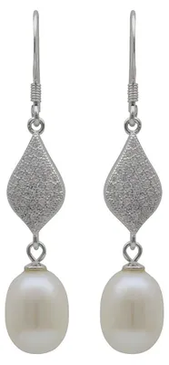 Produktbild von Ohrringe Ohrhänger Süßwasser Perlen Zuchtperlen & Zirkonia 925 Silber Damen