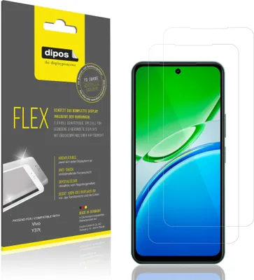 Produktbild von 2x Schutzfolie für Vivo Y37t Folie, 100% Displayabdeckung, dipos Flex