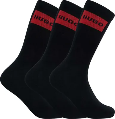 Produktbild von HUGO 3er-Pack Viertelsocken mit Label, Schwarz One Size
