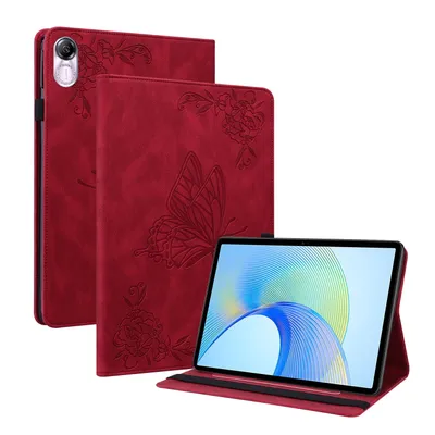 Produktbild von Für Honor Pad X9 / X8 Pro Schmetterling Muster Kunstleder Hülle Cover Tasche Case Rot