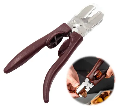 Kastanienschneider aus Edelstahl, 2-in-1, mit Kunststoffgriff, braun
