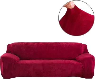 Produktbild von (4-Sitzer, Weinrot) Sofabezüge aus Stretch-Samt, rutschfeste Sofabezüge, Couchbezüge, elastischer Möbelschutz