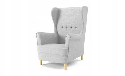 Produktbild von Ohrensessel Milo mit Hocker - Farben zur Auswahl -Sessel für Wohnzimmer & Esszimmer Skandinavisch - Relax Sessel aus Webstoff - FARBE: HELLGRAU