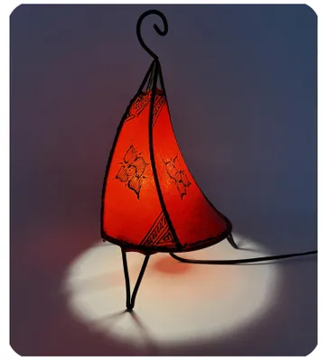 Immagine prodotto di Lampada orientale Lampada Henna Lampada in pelle marocchina Lampada da tavolo Lampada da terra Henna Tissir Orient 35-38 cm, rosso