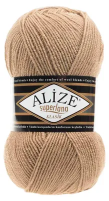 Alize Superlana Klasik unifarben 100g Strickgarn Strickwolle 25% Wolle, 05 beige