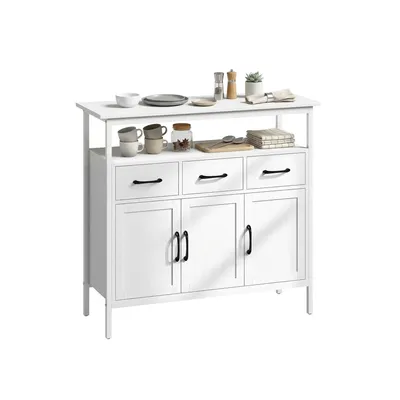 Produktbild von Sideboard mit verstellbaren Einlegeböden, Buffet-Schrank mit 3 Schubladen, 3 Türen , 95 cm, Weiß
