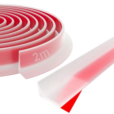 Image de Profil d'étanchéité - Bande de protection contre les éclaboussures de 2 mètres - Pour douche, plan de travail de cuisine, évier et rebord de fenêtre - Transparent