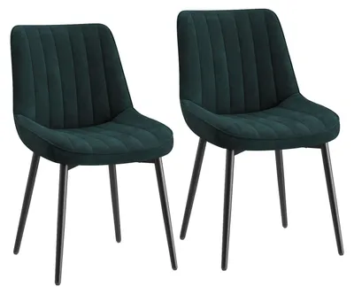 Image de Ensemble de deux chaises de salle à manger, avec un siège généreusement rembourré et un dossier ergonomique pour un confort optimal au quotidien, couleur verte