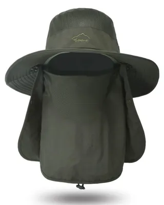 Produktbild von Outdoor-Wander- und Angelhut, Sonnenhut mit breiter Krempe und Ohrenklappen