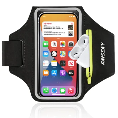 Productafbeelding van Sportarmband telefoon - Hardloop telefoonarmband - Verstelbaar 15-43 cm - Zwart - Voor hardlopen en fietsen