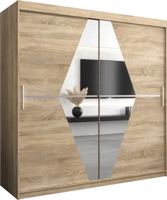 Produktbild von Kleiderschrank, Schiebetürenschrank Schlafzimmer, Schrank mit Spiegel BOLIWIA 200 cm