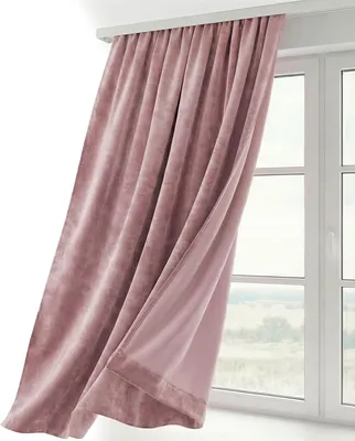 Produktbild von Samt Vorhang Kräuselband U-Band Gardine Velvet abdunkelnd, Größe und Farbe wählbar,140x145cm,Rosa