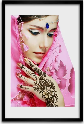 Produktbild von Bild - Bilderrahmen - 40 cm x 60 cm - MDF - Rahmen - Wandkunst - Indische Frau