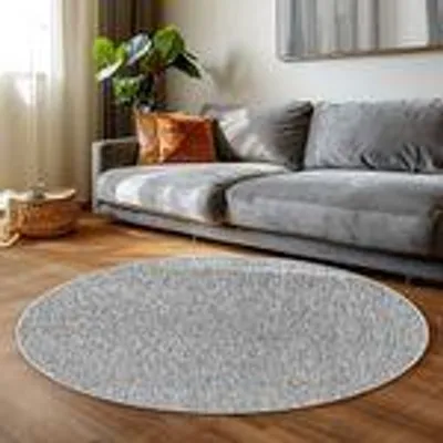 Zdjęcie produktu dla Moderner Kurzflorteppich mit dezenter Struktur - schlicht und stilvoll für Wohnzimmer und Schlafzimmer, Rozmiar: 120 cm Okrągły, Kolor: Jasnoszary