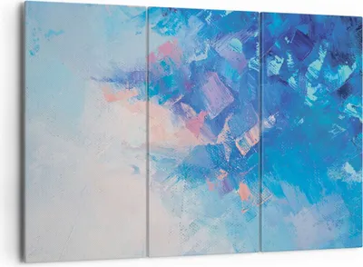 Produktbild von Bild auf Leinwand - Leinwandbild - 3 Teile - Abstraktion blau gemalt - 165x110cm - Wand Bild - Wanddeko - Wandbilder - Leinwanddruck - Bilder - Wanddekoration - Leinwand bilder - CE165x110-4570