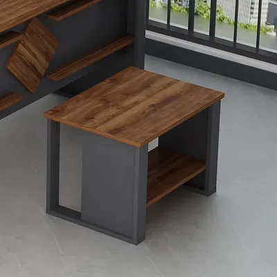 Produktbild von HOMIDEA BOSS Couchtisch mit Stauraumfach - Moderner Wohnzimmertisch 60 × 45 × 43,6 cm - Sofatisch - Anthrazit/Eiche