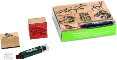 Produktbild von HEYDA Motivstempel Set "Waldtiere" aus Holz 6-teilig