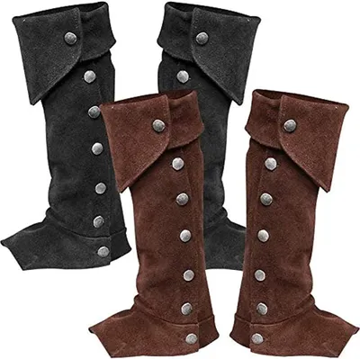 Produktbild von Herren Stiefelstulpen in Wildleder-Optik Gamaschen Beinstulpen für Ritter Pirat, Farbe:Braun