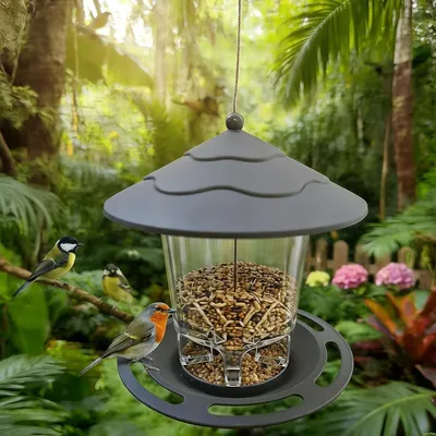 Imagen del producto de Comedero para pájaros colgante, resistente a la intemperie, ideal para jardín y balcón, estación de alimentación para aves