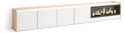 Produktbild von TV-Möbel Holzeffekt weiß und eiche 315x35x50cm Kamin mit Feuereffekt