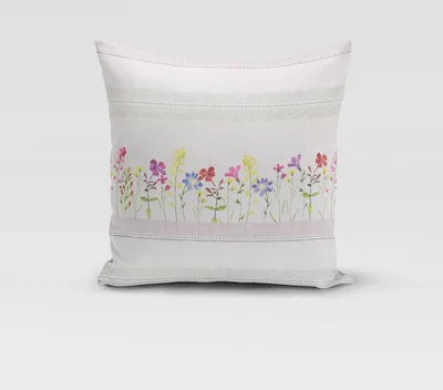 Produktbild von SCHÖNER LEBEN. Kissenhülle Blumen Streifen Spitze ecru bunt Größe 50x50cm (HxB) 50x50cm (HxB) Größe