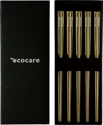 Zdjęcie produktu dla Metalowe pałeczki do sushi ECOCARE Złote 10 szt
