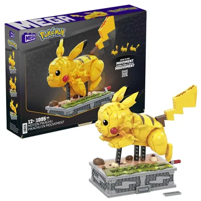 Produktbild von Mega Pokémon, Motion Pikachu Figur zum Zusammenbauen, 1.095 Teile, beweglich, kompatibel mit allen Bausets von Mega Pokémon, Spielzeug ab 12 Jahre, HGC23