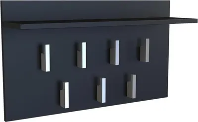 Obrázok produktu pre Moderný vešiak na odevy s odkladacou plochou a 7 háčikmi – kompaktný a stabilný | Farba: čierna | Rozmery: 70 x 40 x 20 cm
