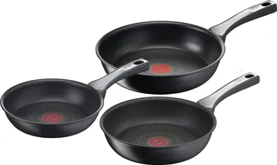 Produktbild von Tefal G25991 Unlimited On Pfannenset 3-teilig, mit kratzfester Beschichtung, geeignet für alle Herdarten - Schwarz