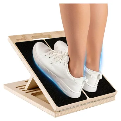 Produktbild von Holz Wadendehner Schrägbrett, Verstellbares Slant Board mit 5 Winkeln und Griff, Rutschfestes Wadendehner für Erwachsene, Wadenbrett für Stretching, Balance, Yoga, Pilates, Physiotherapie