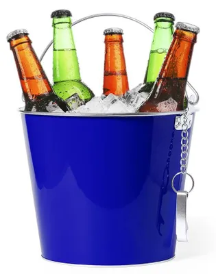 Produktbild von Eiskubel/Bierkuhler - 6L - Metall - blau - mit Flaschenoffner