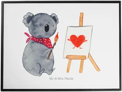 Produktbild von Mr. & Mrs. Panda Tischunterlage Koala Künstler - Weiß - Geschenk, arbeitsunterlage, Schreibunterlage, Liebesgeschenk, schreibtischunterlage, tischauflagen, bastelmatte