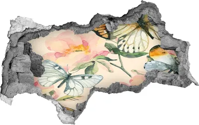Produktbild von Selbstklebender Loch-3D-Aufkleber 95x73 cm Schmetterlinge und Blumen