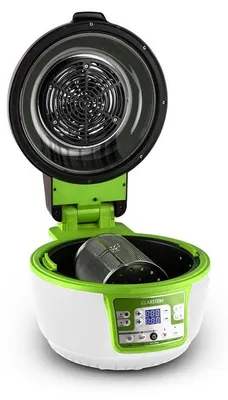 Obrázek produktu pro Horkovzdušná fritéza Klarstein VitAir Turbo - 1400 W horkovzdušná fritéza, objem 9 litrů, 50 až 230 °C, časovač, halogenové infračervené topné těleso, kopulovitý design, zeleno-bílá barva