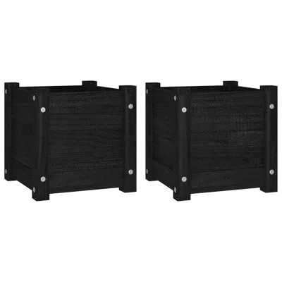 Obrázek produktu pro vidaXL květináč 2 ks černý 31x31x31 cm masivní borovicové dřevo