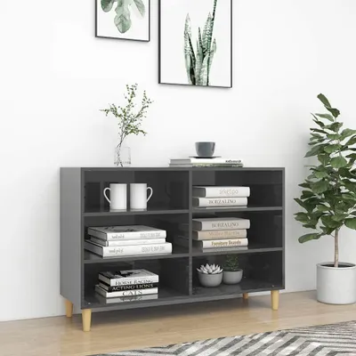 Immagine prodotto di vidaXL Credenza grigio lucido 103,5x35x70 cm materiale a base di legno