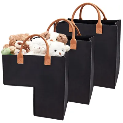 3er-Set L-förmige Treppen-Organizer, Filzgriff, 42,5x42,5x24,5 cm, Schwarz