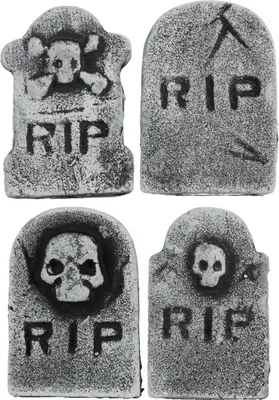 Produktbild von 4er Pack Mini Grabsteine aus Styropor als Halloween Deko
