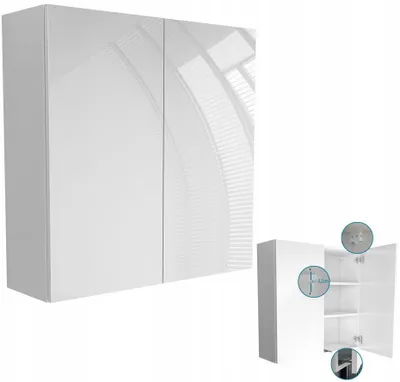 Zdjęcie produktu dla wisząca szafka łazienkowa 80x80 (2x40) biały połysk