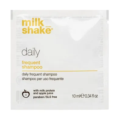 Image de Shampooing Milk Shake Daily Frequent 10 ml, formule sans parabènes, hydrate et protège les cheveux, usage quotidien, soin doux pour préserver la brillance naturelle et la santé des cheveux.