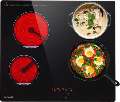 Image de Plaque de cuisson, 4 zones de cuisson, surface en céramique, 4 zones avec sécurité enfant, protection contre la surchauffe, indicateur de chaleur résiduelle, 60 cm, 6000 W