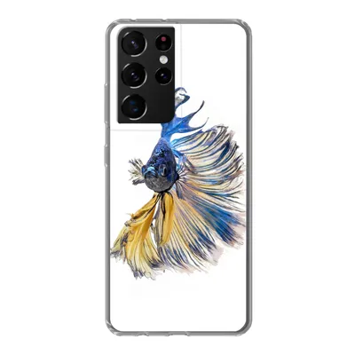 Produktbild von MuchoWow® Handyhülle Schutzhülle Hülle für Samsung Galaxy S21 Ultra Fisch - Schwanz - Blau Silikon Softcase Handy Hülle - Mobiltelefon